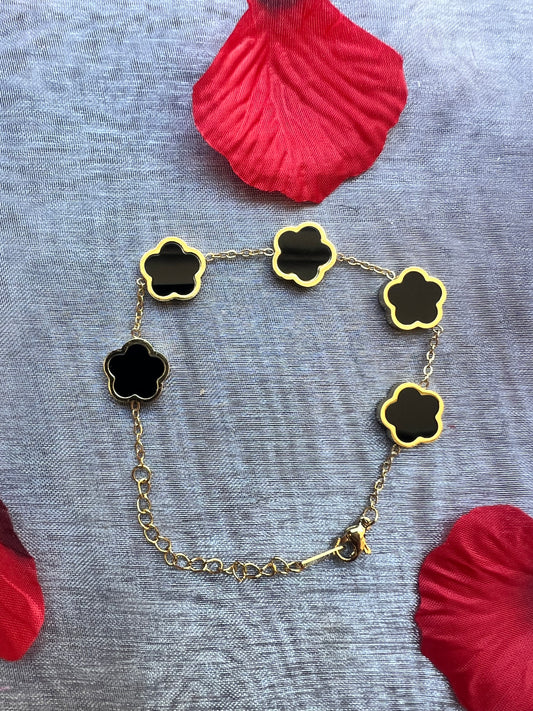 Bracelet, trèfle noir