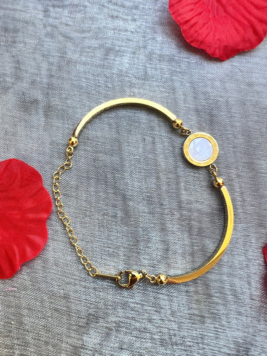 Bracelet, pierre blanche