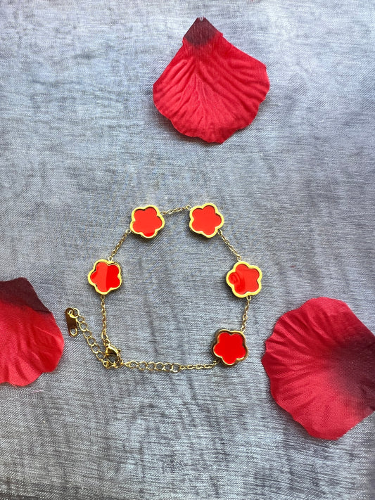 Bracelet, trèfle rouge